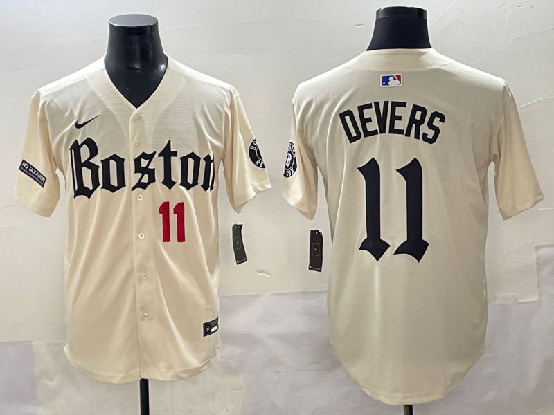 Men 2025 Boston Red Sox #11 Devers Cream Five generations Joint Name Nike MLB Jersey style 7->boston red sox->MLB Jersey